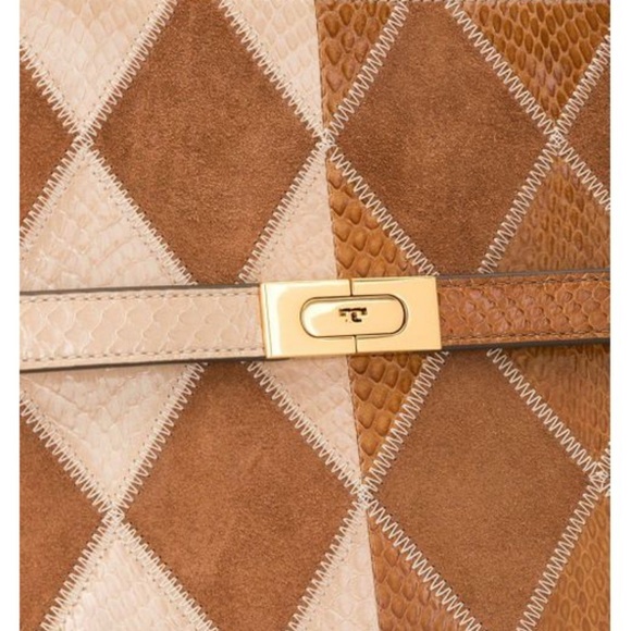 Tory Burch Two-Tone Tan Patchwork Leather Tote - Picture 4 of 8